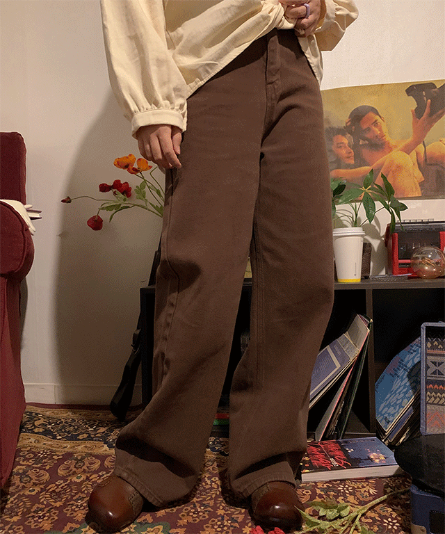 Brown semi vintage wide pants
