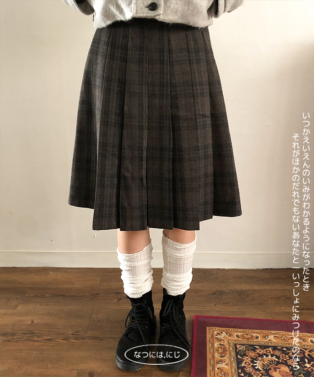 warm check pleats skirt 2 color