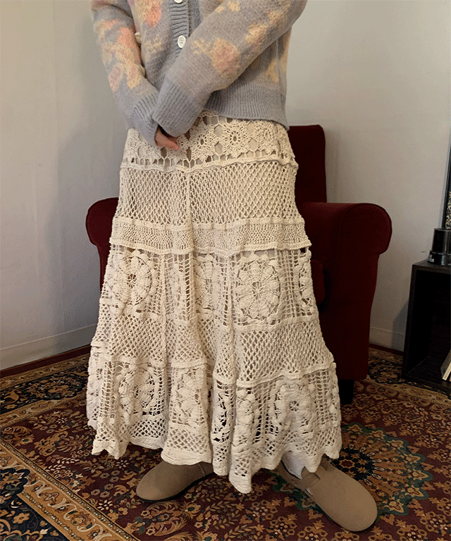 net lace vintage skirt 2 color